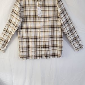 Uniqlo, men flannel checked long-sleeve shirt.